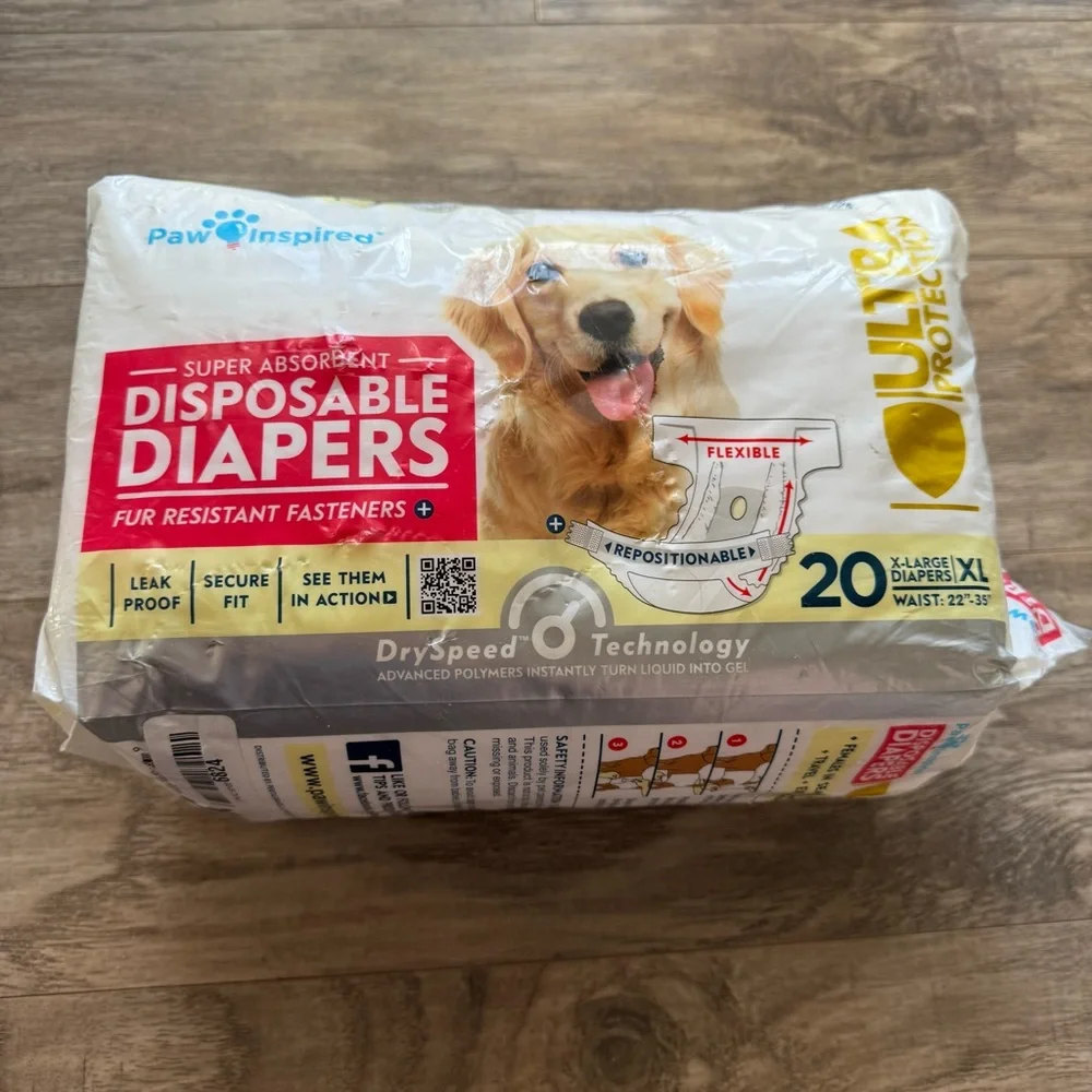 New Paw Inspired Disposable Diapers Ultra Protection X-Large 20 Pack